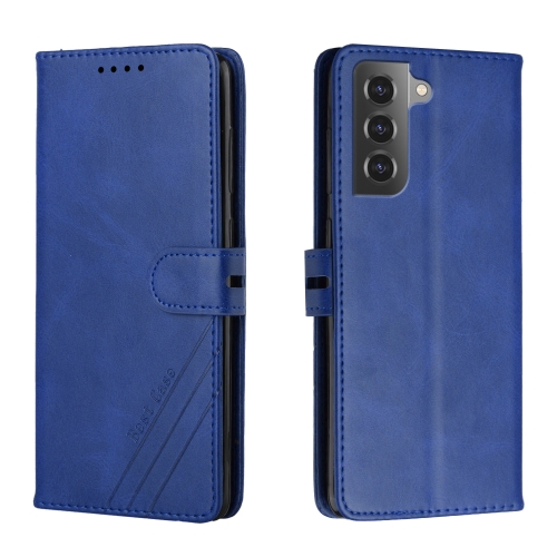 

For Samsung Galaxy S22 5G Cow Texture Leather Phone Case(Blue)