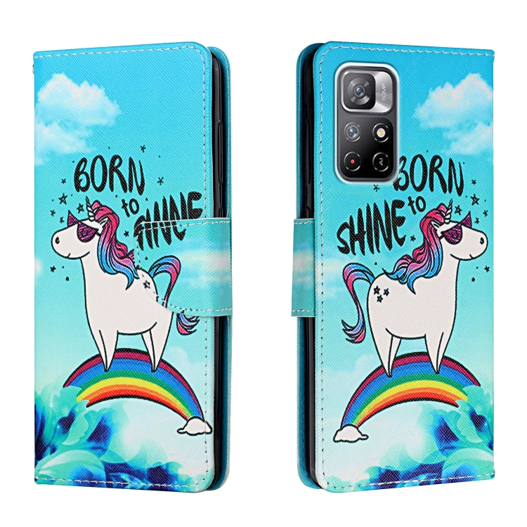 

For Xiaomi Redmi Note 11 5G Colored Drawing Leather Phone Case(Rainbow Horse)