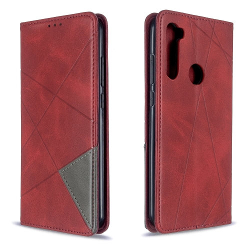 

For Xiaomi Redmi Note 8T Rhombus Texture Horizontal Flip Magnetic Leather Case with Holder & Card Slots(Red)