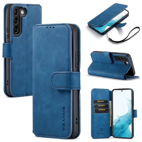 

For Samsung Galaxy S22 DG.MING Retro Oil Side Horizontal Flip Leather Case with Holder & Card Slots & Wallet(Blue)