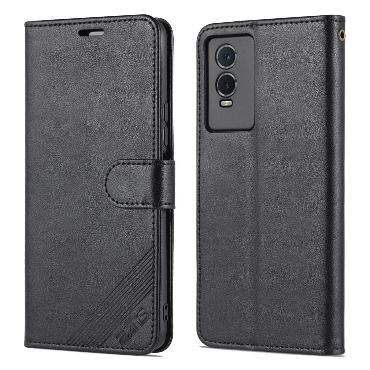

For vivo Y76s / Y74s AZNS Sheepskin Texture Flip Leather Phone Case(Black)
