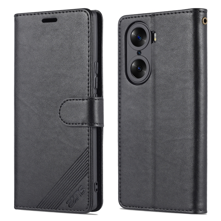 

For Honor 60 AZNS Sheepskin Texture Flip Leather Phone Case(Black)