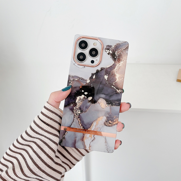 

Square Plating Gold Edge Phone Case For iPhone 11 Pro Max(Twilight Black Gold)