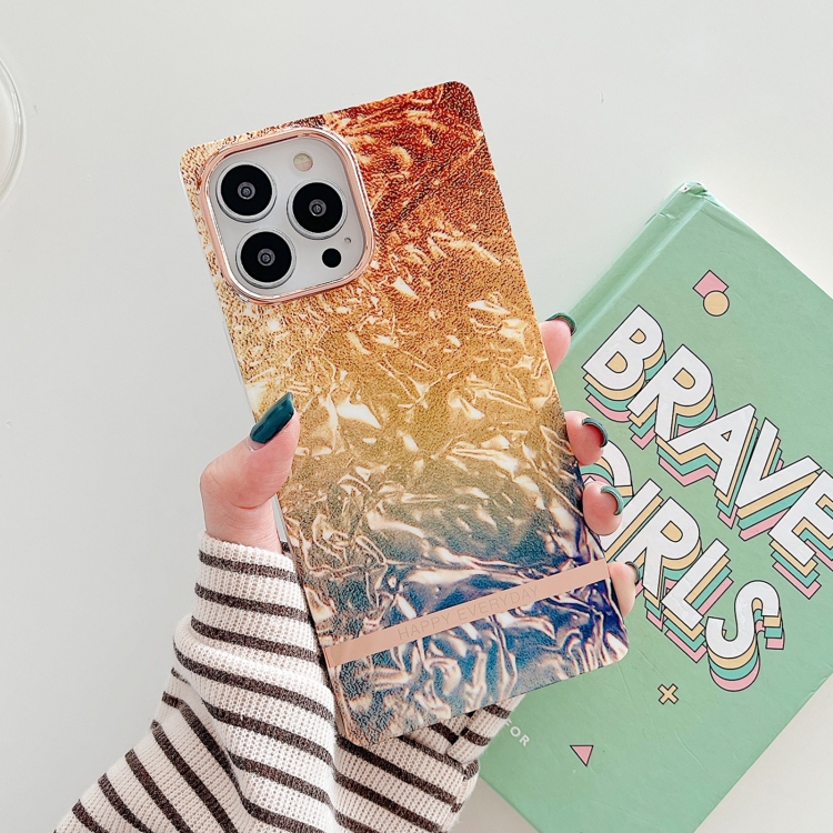 

Square Plating Gold Edge Phone Case For iPhone 11 Pro(Apricot Yellow)