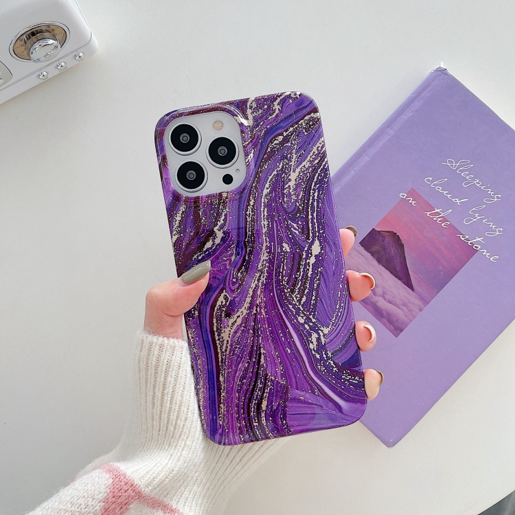 

TPU Soft Protective Phone Case For iPhone 12 / 12 Pro(Purple Gold Pink)