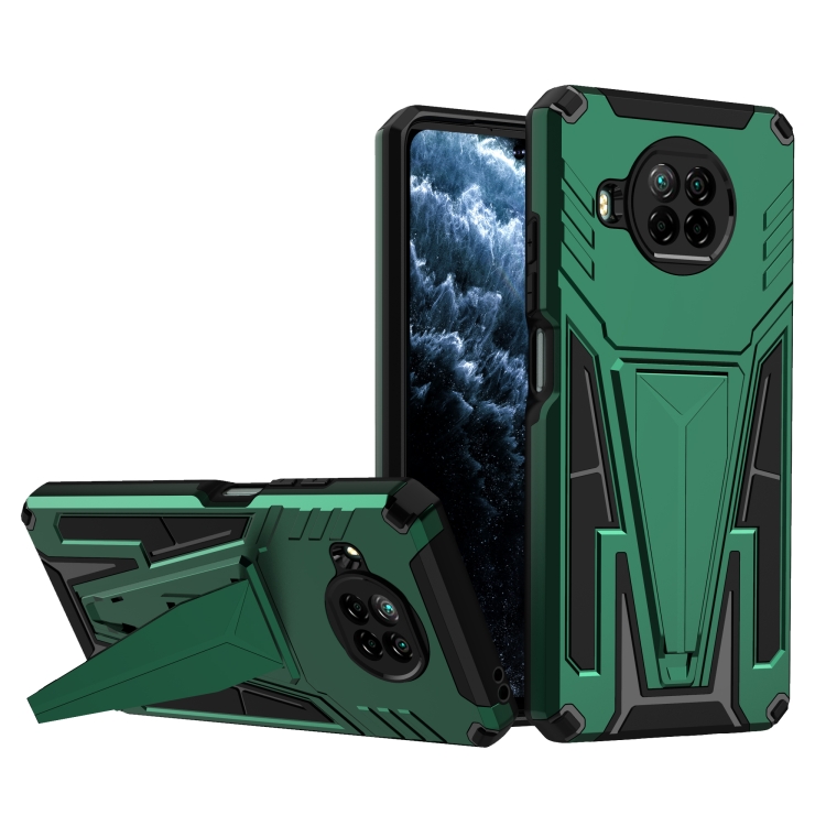 

For Xiaomi Redmi Note 9 Pro 5G Super V Armor PC + TPU Phone Case with Holder(Dark Green)