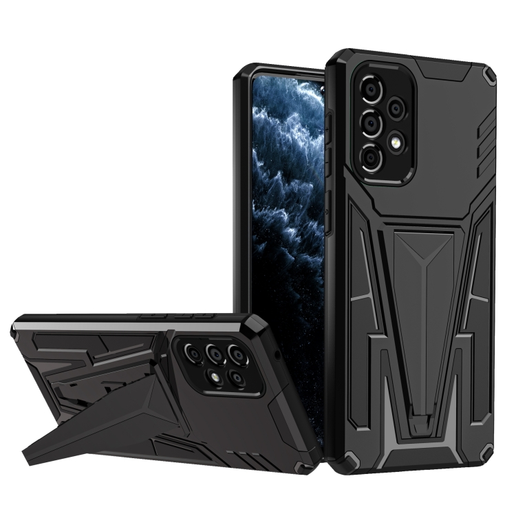 

For Samsung Galaxy A73 Super V Armor PC + TPU Phone Case with Holder(Black)