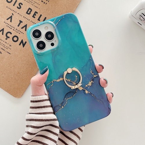 

Ring Holder Glitter Marble Phone Case For iPhone 11(Dark Green Glitter)