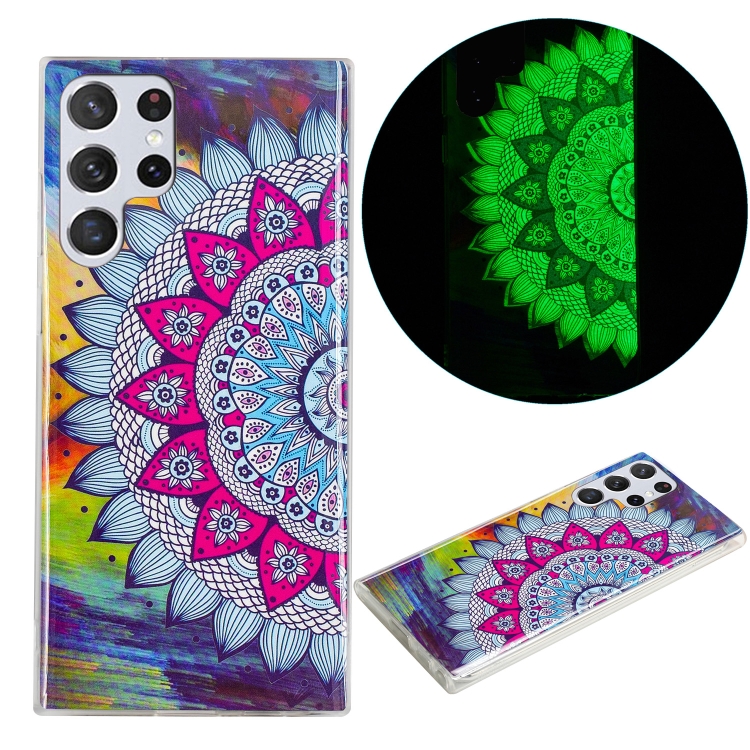 

For Samsung Galaxy S22 Ultra 5G Luminous TPU Protective Phone Case(Half-flower)