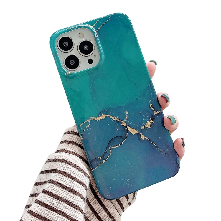 

Glitter Marble Phone Case For iPhone 13 Pro(Dark Green Glitter)