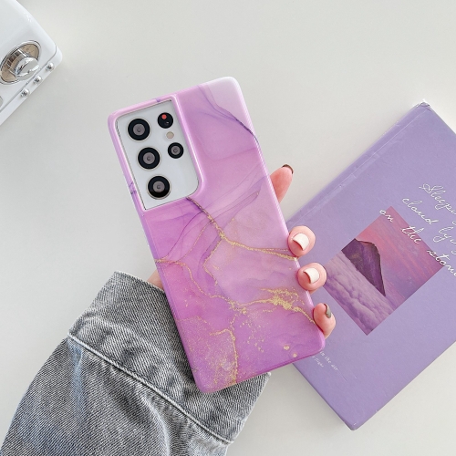 

For Samsung Galaxy A71 Glitter Marble Phone Case(Purple Gold)