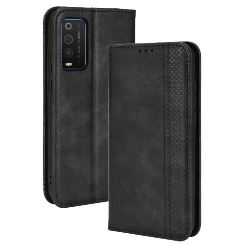 

For TCL 205 Magnetic Buckle Retro Texture Leather Phone Case(Black)