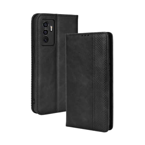 

For vivo S10e / V23e 4G / 5G Magnetic Buckle Retro Texture Leather Phone Case(Black)