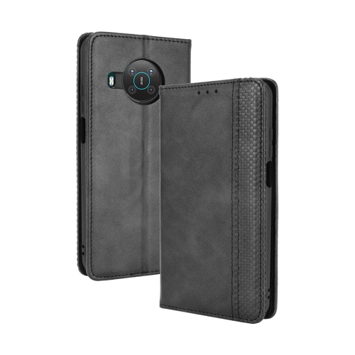 

For Nokia X100 / X10 / X20 Magnetic Buckle Retro Texture Leather Phone Case(Black)