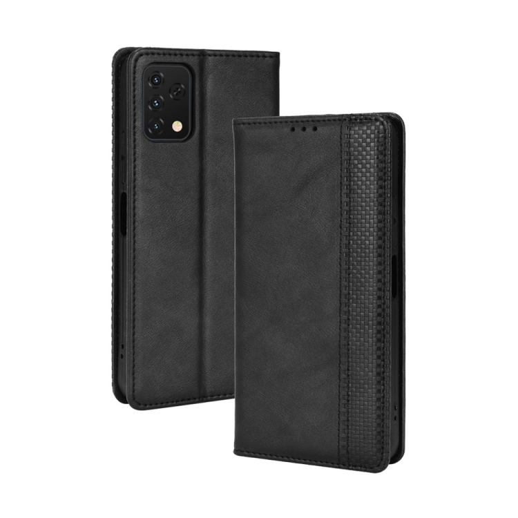 

For Umidigi A11s Magnetic Buckle Retro Texture Leather Phone Case(Black)