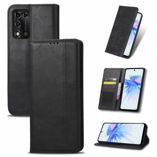 

For ZTE Libero 5G II Magnetic Buckle Retro Texture Leather Phone Case(Black)