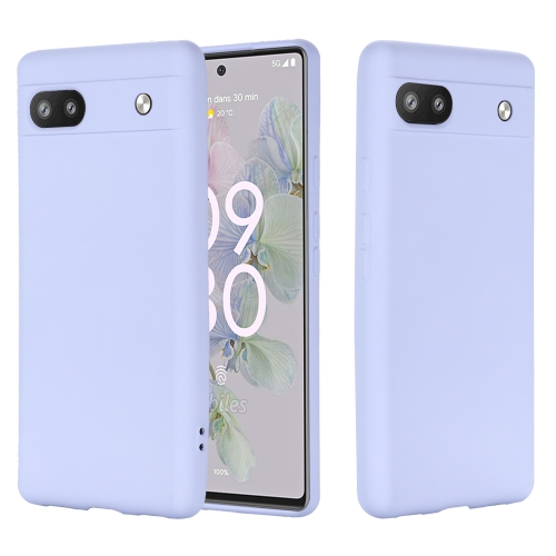 

For Google Pixel 6a Pure Color Liquid Silicone Phone Case(Purple)