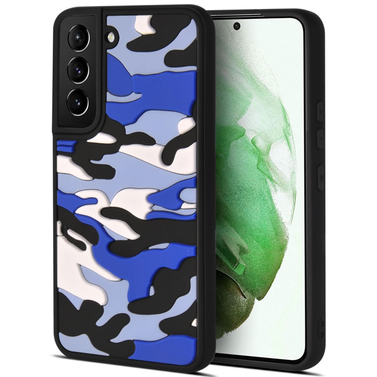 

For Samsung Galaxy S22 5G Camouflage Clouds Embossed Skin Feel Silicone Shockproof Phone Case(Blue)