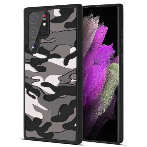 

For Samsung Galaxy S22 Ultra 5G Camouflage Clouds Embossed Skin Feel Silicone Shockproof Phone Case(Grey)