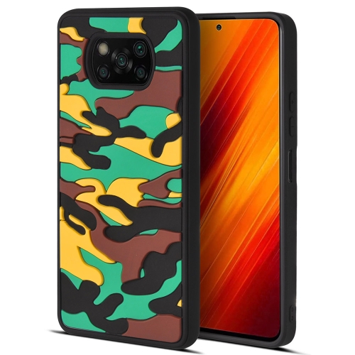 

For Xiaomi Poco X3 Pro / X3 NFC Camouflage Clouds Embossed Skin Feel Silicone Shockproof Phone Case(Green Yellow)