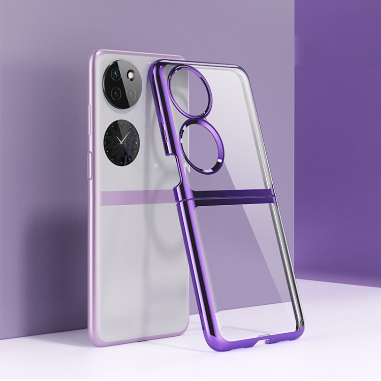 

For Huawei P50 Pocket Electroplated Transparent Phone Case(Purple)