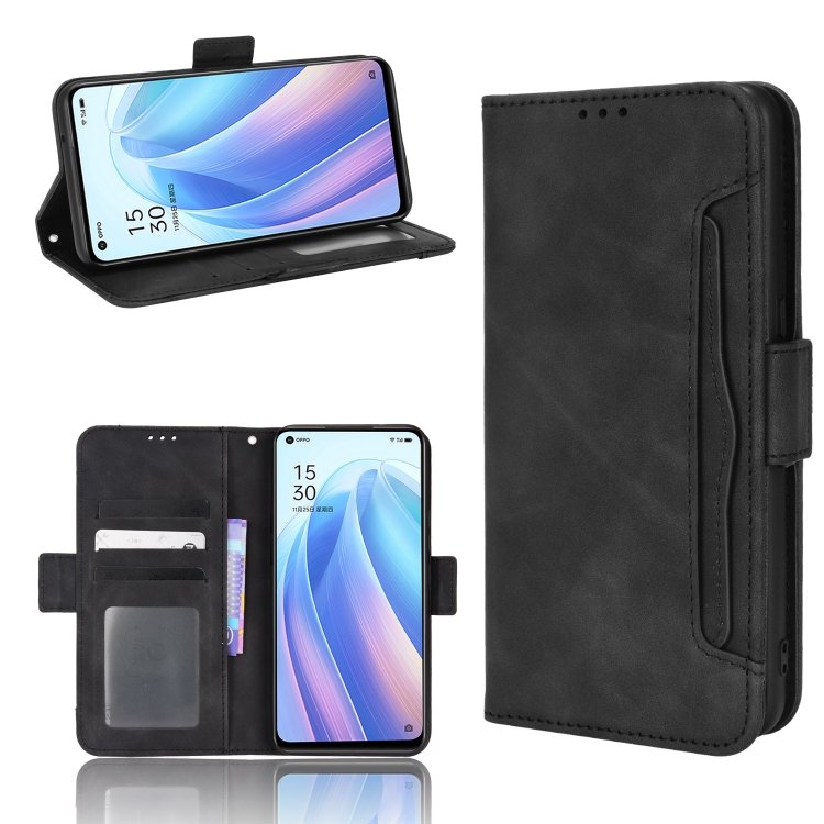 

For OPPO Reno7 5G Skin Feel Calf Pattern Leather Phone Case(Black)