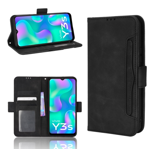 

For vivo Y3s 2021 Skin Feel Calf Pattern Leather Phone Case(Black)