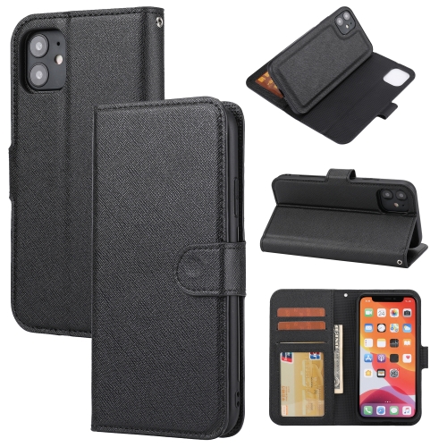 

Cross Texture Detachable Leather Phone Case For iPhone 11 Pro(Black)