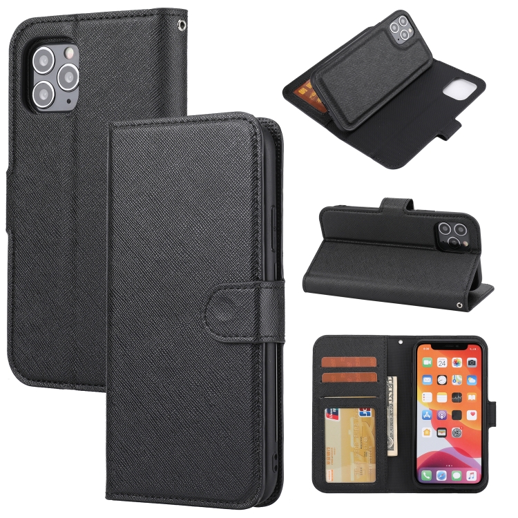 

Cross Texture Detachable Leather Phone Case For iPhone 11 Pro Max(Black)