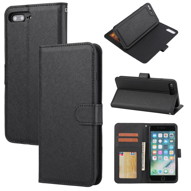 

Cross Texture Detachable Leather Phone Case For iPhone 8 Plus / 7 Plus(Black)