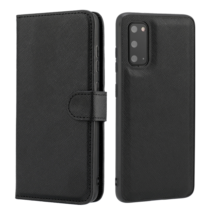 

For Samsung Galaxy S20 Cross Texture Detachable Leather Phone Case(Black)