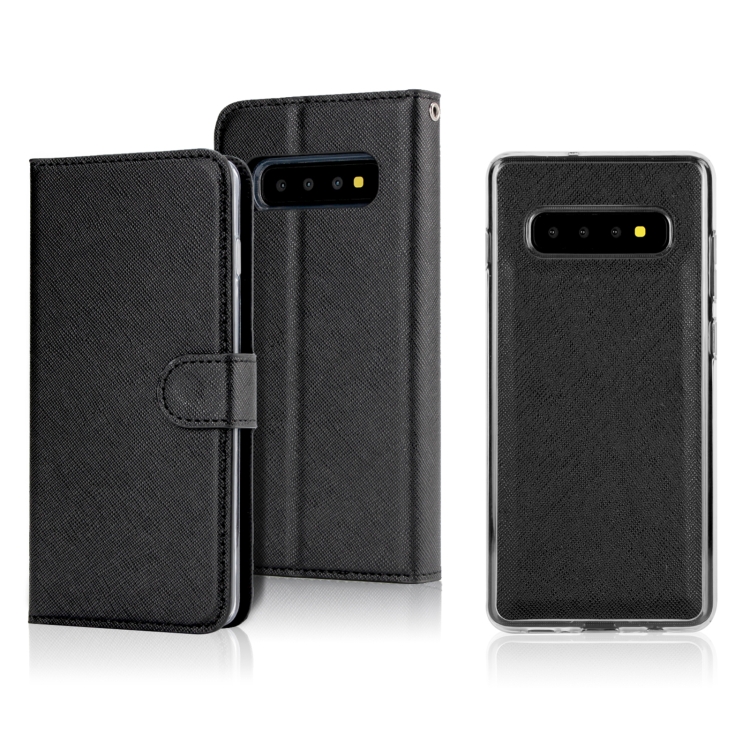 

For Samsung Galaxy S10+ Cross Texture Detachable Leather Phone Case(Black)