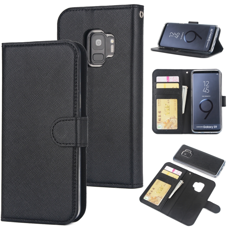 

For Samsung Galaxy S9 Cross Texture Detachable Leather Phone Case(Black)