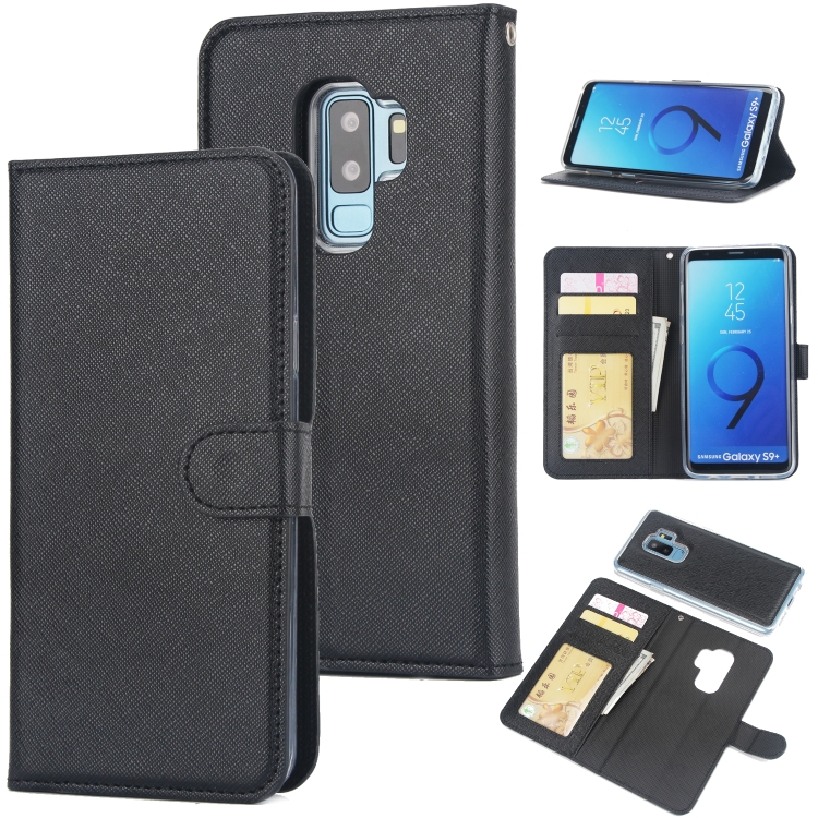 

For Samsung Galaxy S9+ Cross Texture Detachable Leather Phone Case(Black)