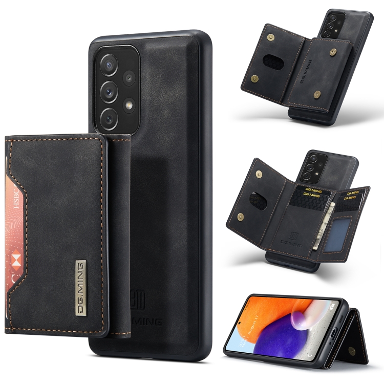 

For Samsung Galaxy A73 5G DG.MING M2 Series 3-Fold Multi Card Bag + Magnetic Phone Case(Black)