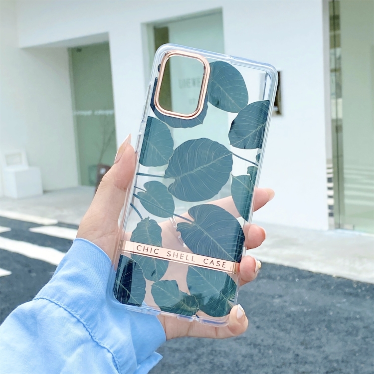 

For Samsung Galaxy Note20 Translucent Plating Flower Phone Case(Banana Leaf)