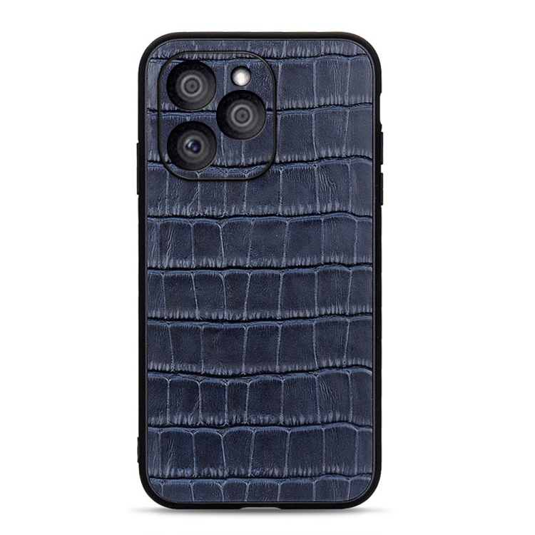 

For Honor 60 SE Crocodile Texture Genuine Leather Shockproof Phone Case(Blue)