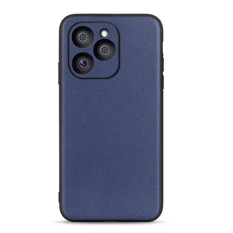 

For Honor 60 SE Accurate Hole Genuine Leather Shockproof Phone Case(Blue)