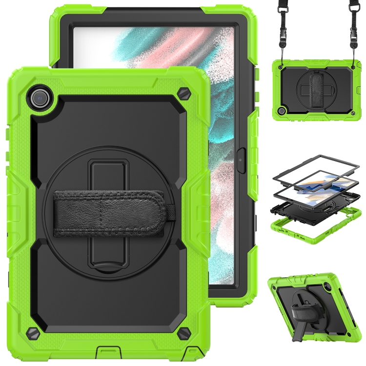 

For Samsung Galaxy Tab A8 10.5 2021 X200 / X205 Silicone + PC Tablet Case(Black + Yellow Green)