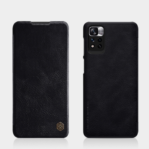 

For Xiaomi Redmi Note 11 / 11T/ Poco M4 Pro 5G NILLKIN QIN Series Crazy Horse Texture Leather Phone Case(Black)