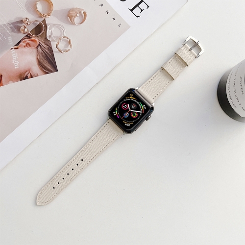 

Leather Strap For Apple Watch Series 7 45mm / 6&SE&5&4 44mm / 3&2&1 42mm(White)