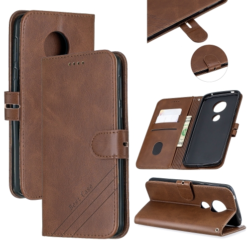 

For Moto G6 Play E5 Stitching Style 2-Color Cow Texture Horizontal Flip PU Leather Case with Holder & Card Slot & Lanyard(Brown)
