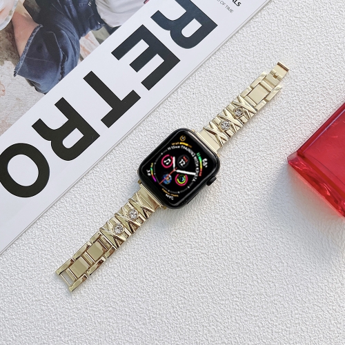 

X Diamond Ladies Strap For Apple Watch Series 7 45mm / 6&SE&5&4 44mm / 3&2&1 42mm(Gold)