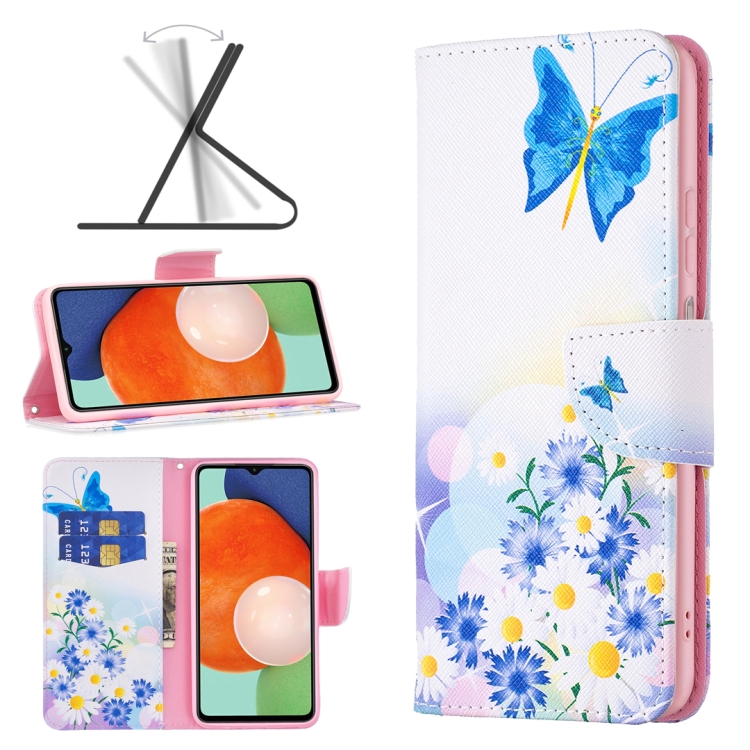 

For Samsung Galaxy A13 4G Colored Drawing Pattern Leather Phone Case(Flower Butterfly)