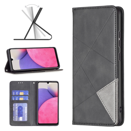 

For Samsung Galaxy A33 5G Prismatic Invisible Magnetic Leather Phone Case(Black)