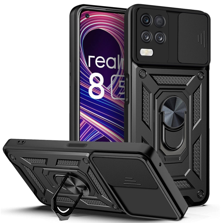 

For OPPO Realme 8 5G Sliding Camera Design TPU + PC Phone Case(Black)