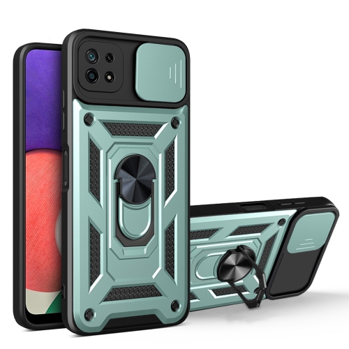 

For Samsung Galaxy A22 5G Sliding Camera Design TPU + PC Phone Case(Green)
