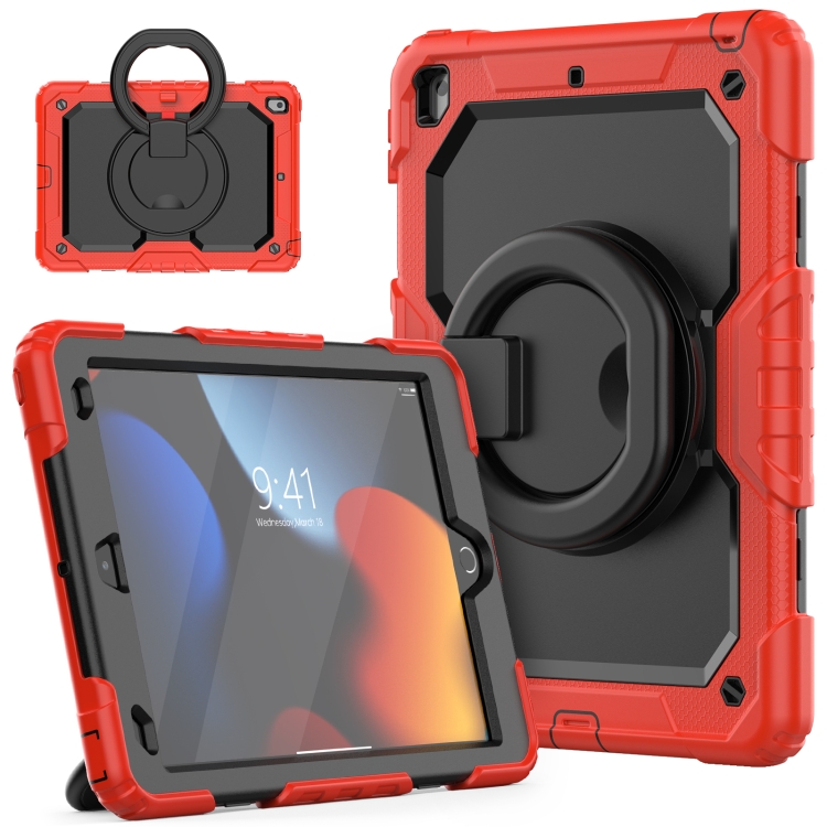 

Silicone + PC Tablet Case with Shoulder Strap For iPad 10.2 2021 / 2020 / 2019(Red+Black)