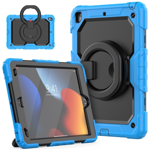 

Silicone + PC Tablet Case with Shoulder Strap For iPad 10.2 2021 / 2020 / 2019(Light Blue+Black)