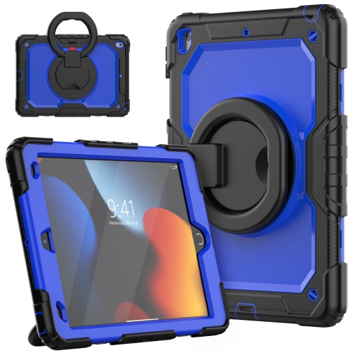 

Silicone + PC Tablet Case with Shoulder Strap For iPad 10.2 2021 / 2020 / 2019(Black+Dark Blue)